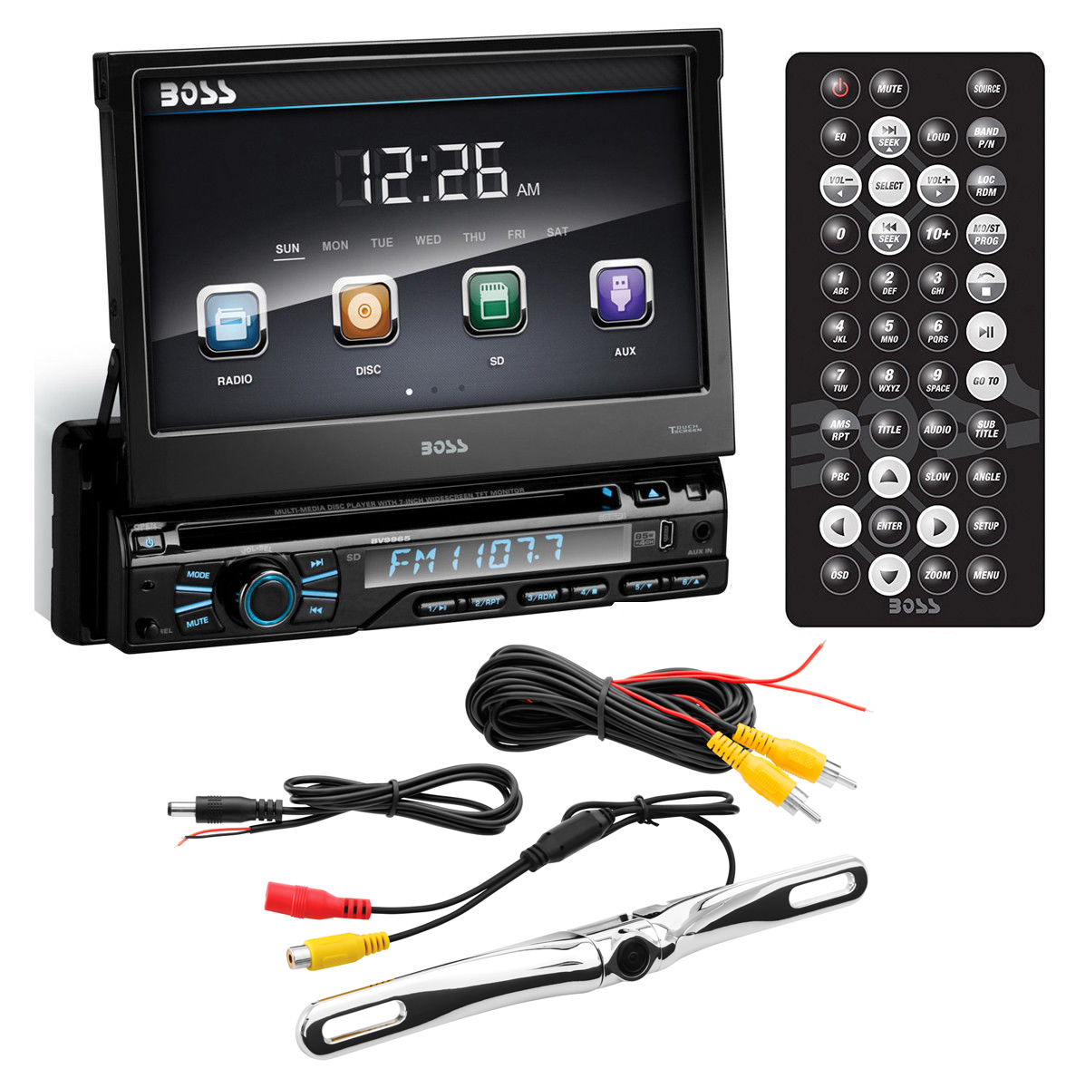 BOSS BV9965 IN DASH 7 TOUCHSCREEN CAR DVD CD MP3 PLAYER BACKUP REAR